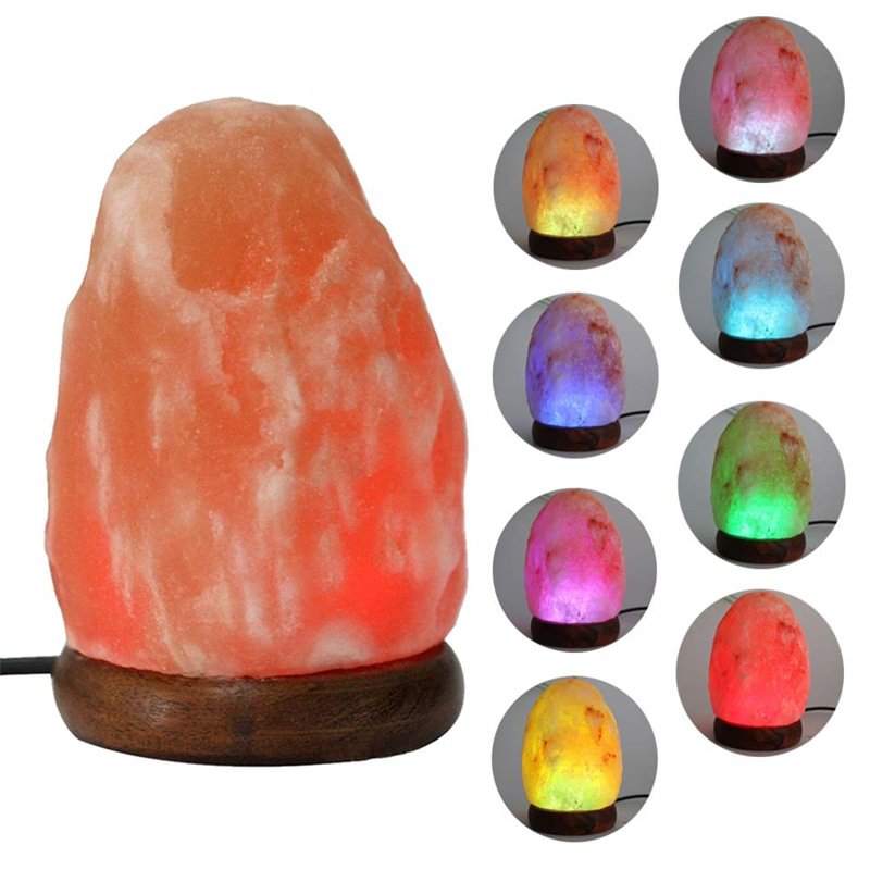 Himalayan Salt Lamp, 7 Colors USB Crystal Salt Lamp Night Light, Wooden Base 、、sdecorshop