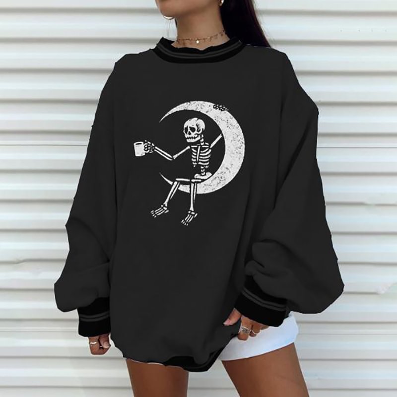 Minnieskull Casual skull crescent moon sweatshirt - Minnieskull
