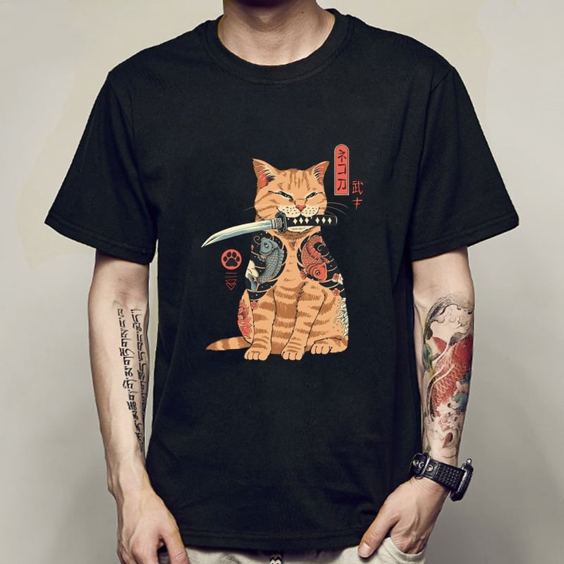 "Samurai Cat" T-shirt / Techwear Club / Techwear