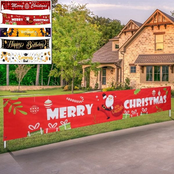 2020 Christmas Outdoor Decor Xmas Letter Banner Decoration Oxford Cloth Outdoor Banner Merry Christmas Decor Happy New Year