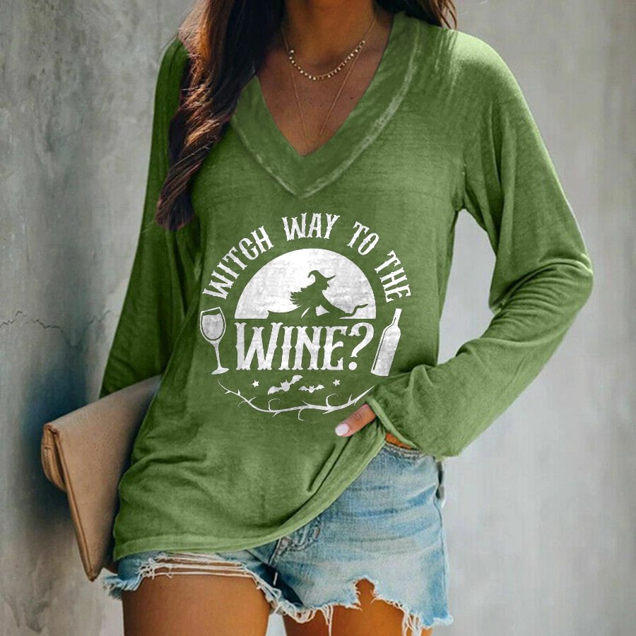 Witch Way To The Wine? Printed Women's T-shirt
