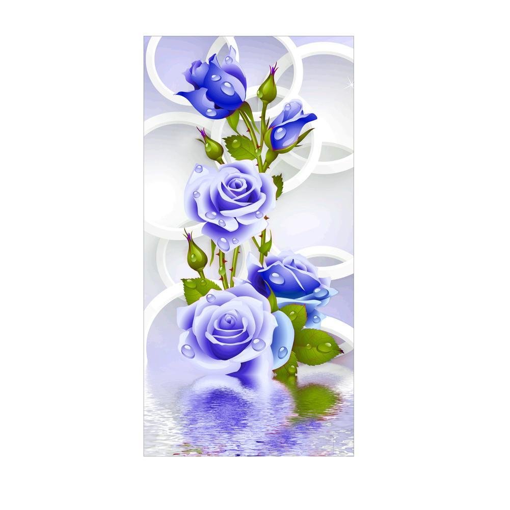 Full Round Diamond Painting Blue Rose Flower (55*30cm)