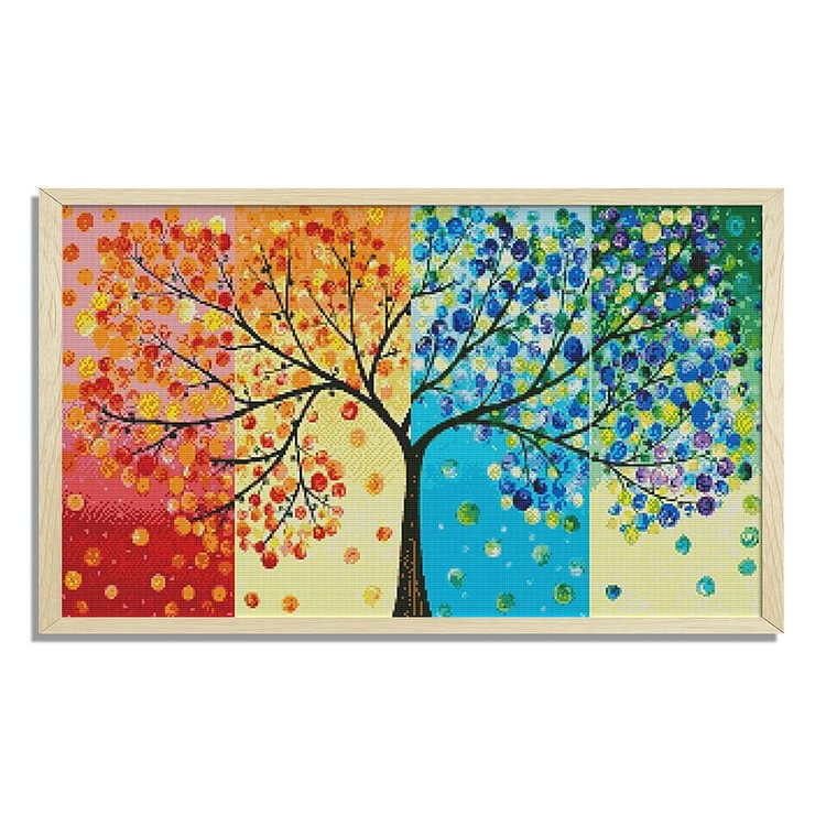 Four Seasons Fortune Tree - 14CT Stamped Cross Stitch - 64*41cm