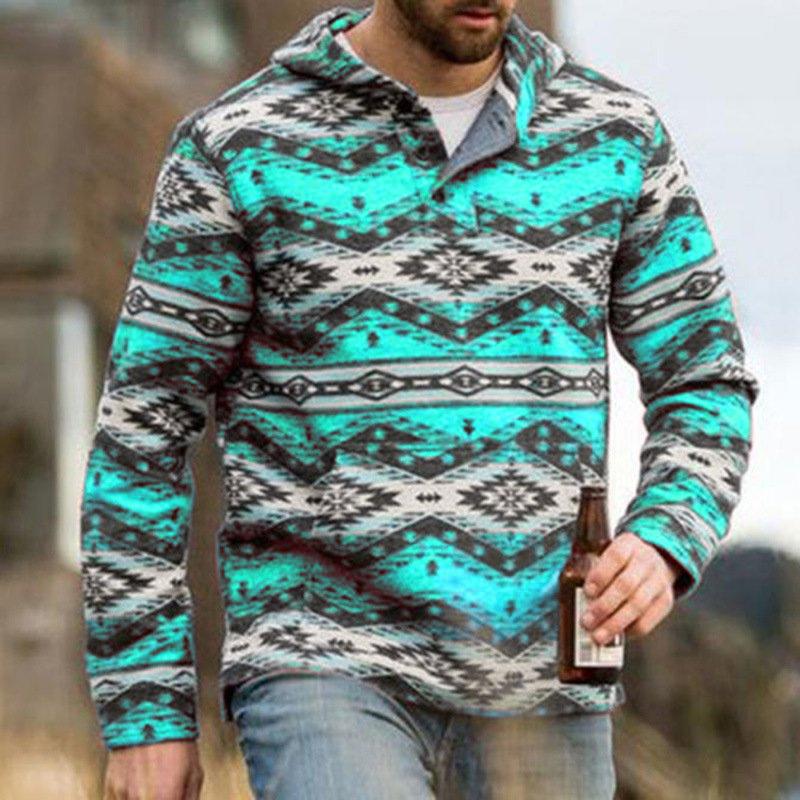 aztec fleece pullover mens