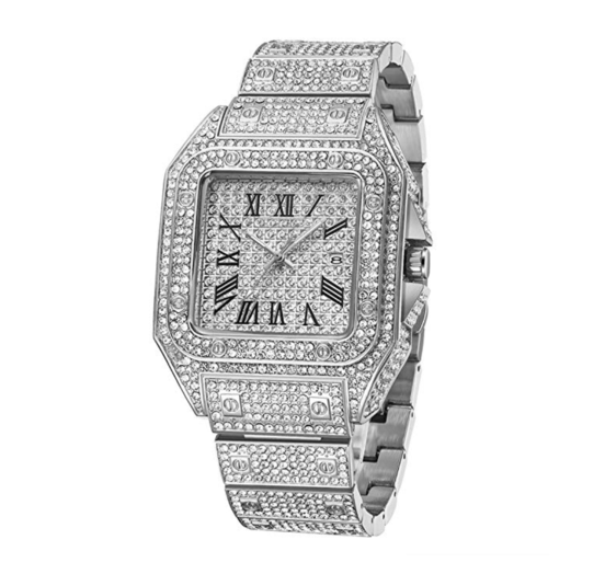Square Face Iced Out Watch Bust Down Men Watch Luxury Hip Hop Jewelry Mens
