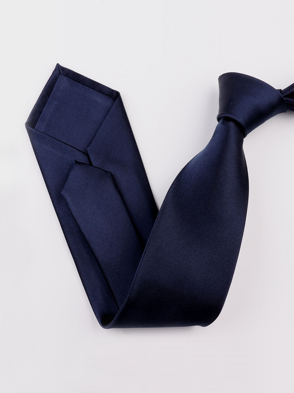 Classic Solid Navy Blue Silk Tie-Real Silk Life