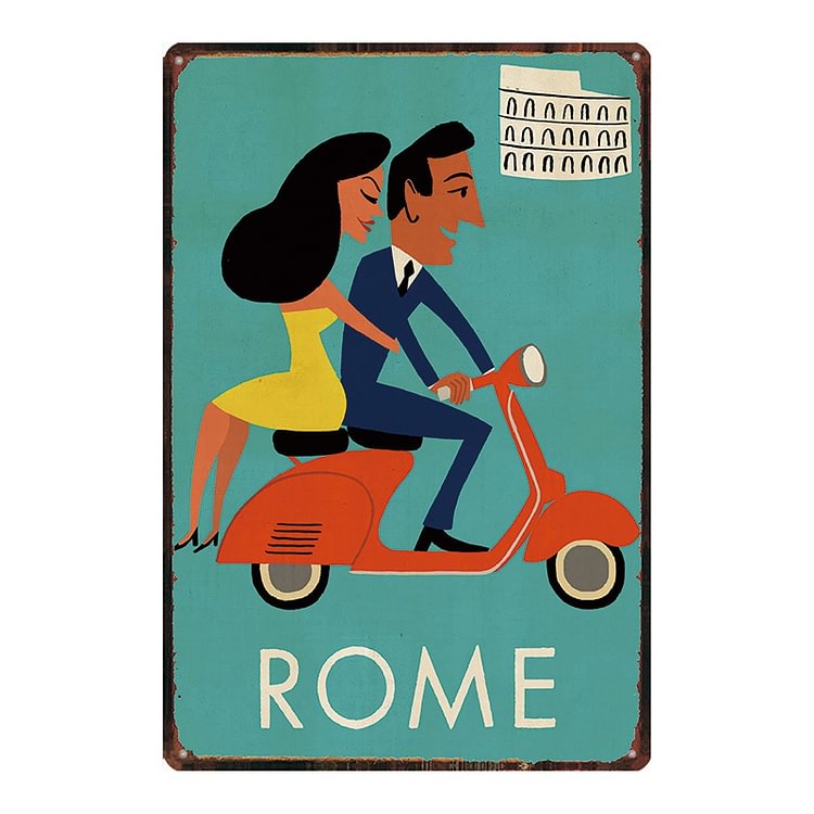 Rome Motorcycle - Vintage Tin Signs/Wooden Signs - 20x30cm & 30x40cm