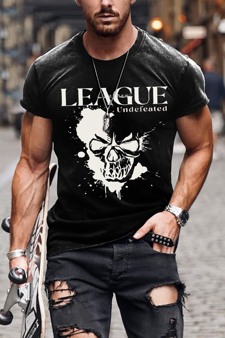 Tiboyz Skull Graphic Casual Short Sleeve T-Shirt