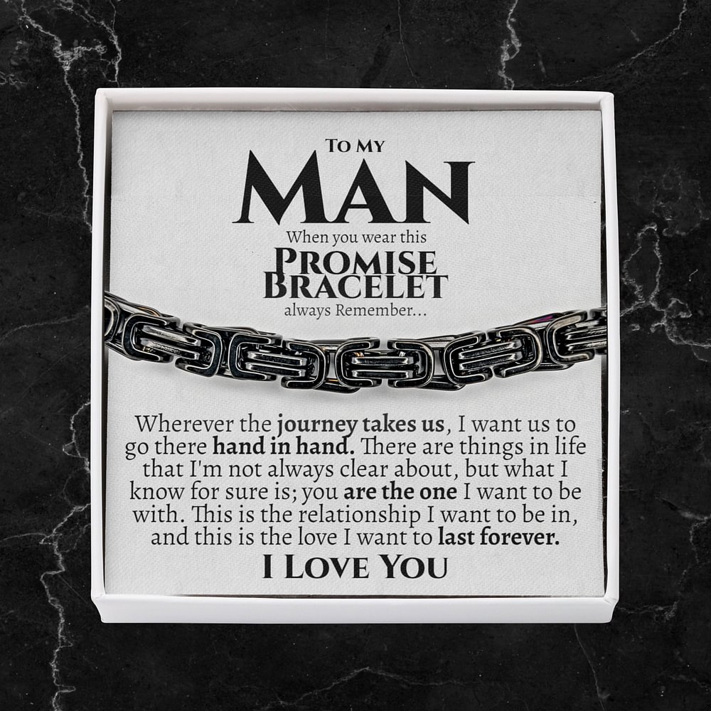 To My Man Stainless Steel Bracelet with Gift Card Gift Box-Jewelry Gift for Him-23cm
