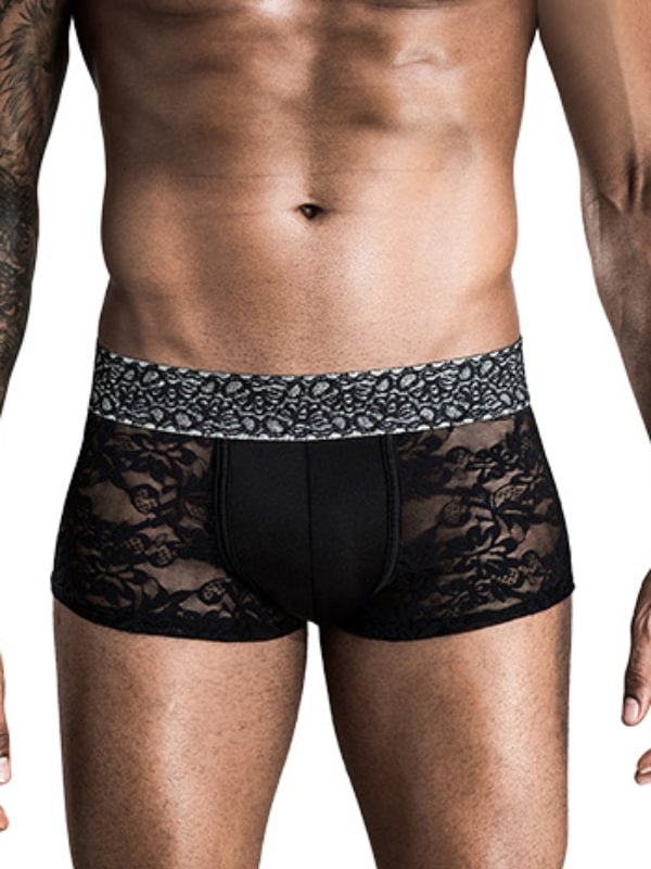 Lace Underwear Black Perspective Men's Boxer Pants-Icossi
