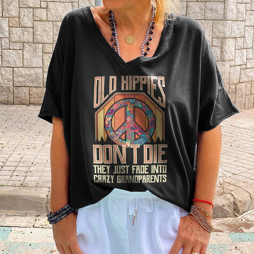 Old Hippies Don't Die Creative Printed Graphic Tees
