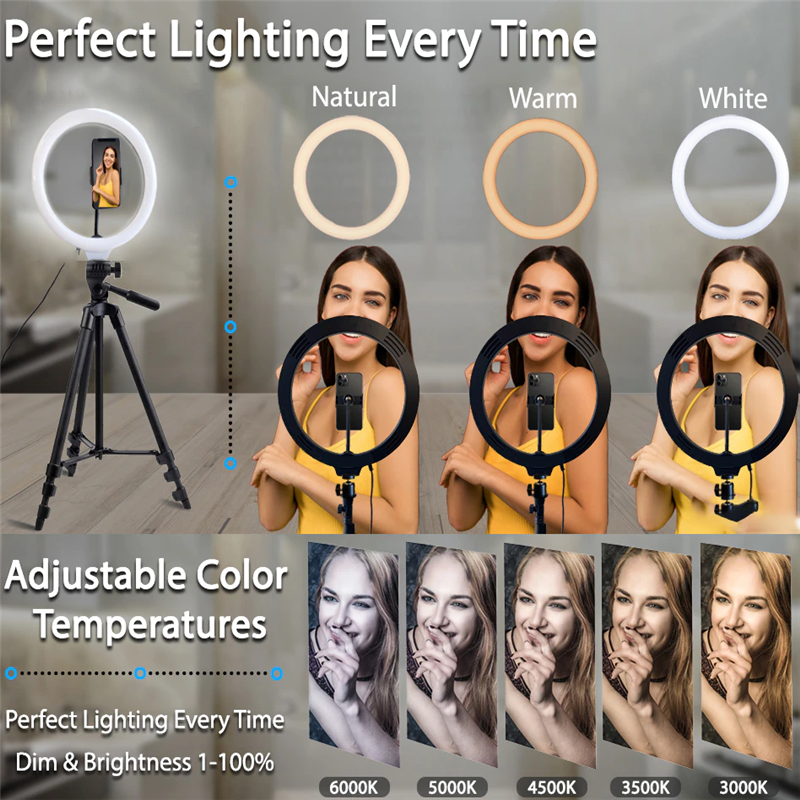 10" Ring Light With Tripod Bracket With Bluetooth Remote Control、14413221362536236236、sdecorshop