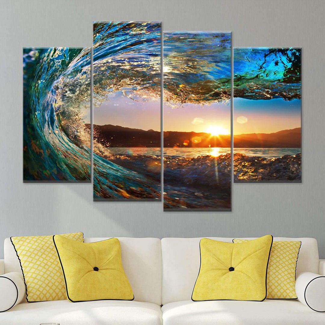 Rolling waves Multi Panel Canvas Wall Art - vzzhome