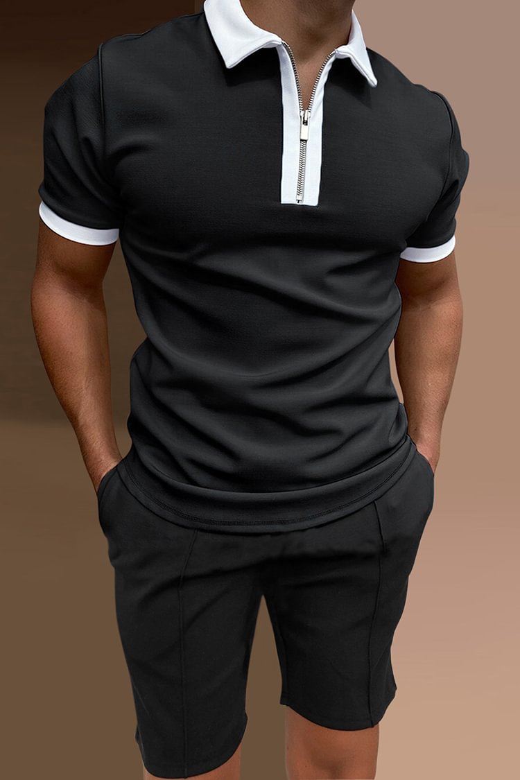 Tiboyz Outfits Fashion Casual Short Sleeve Polo Shirt Set