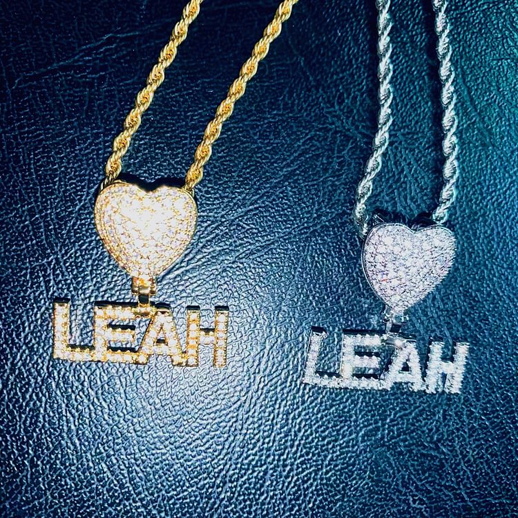 Custom Name Chain Mini Letter With Heart Hook Personalized Necklace Jewelry