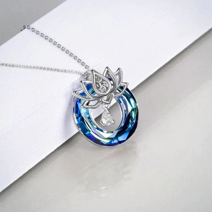 S925 This is just a Chapter Crystal Lotus Flower Necklace