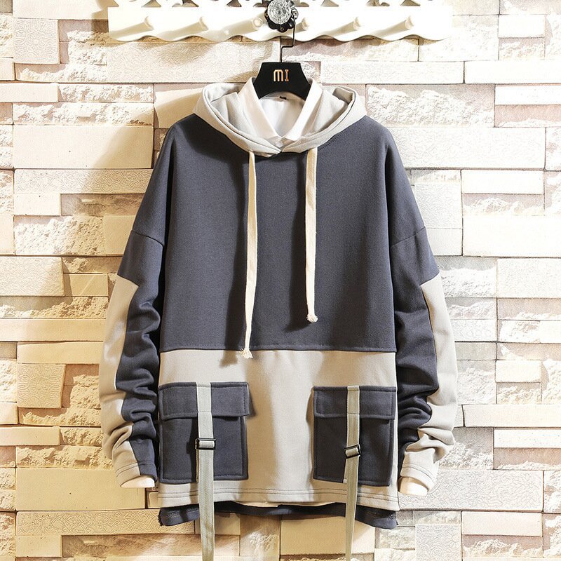 Lace-up Functional Tooling Japanese Color-blocking Sweater Men's Casual Sweater / Techwear Club / Techwear