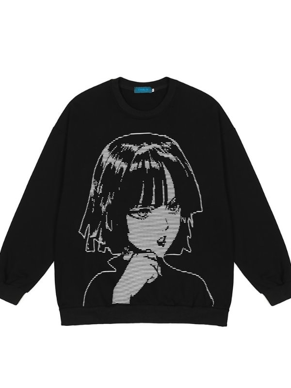 Harajuku Style Anime Graphic Oversize Sweatshirt