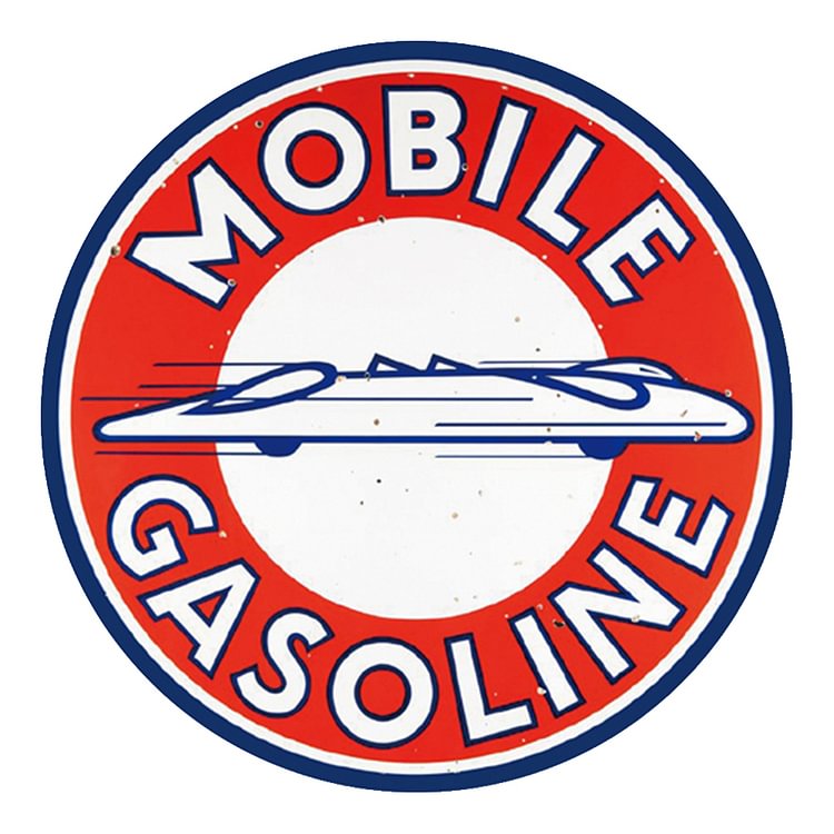 Mobile Gasoline - Round Tin Sign - 30*30cm