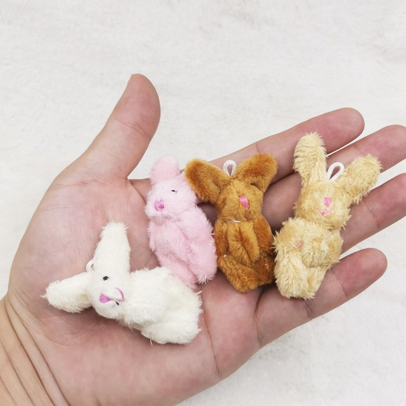 1.7Inches Mini Bunny Doll for 6 Inches Miniature Dolls (4 Colors in 1 Pack)