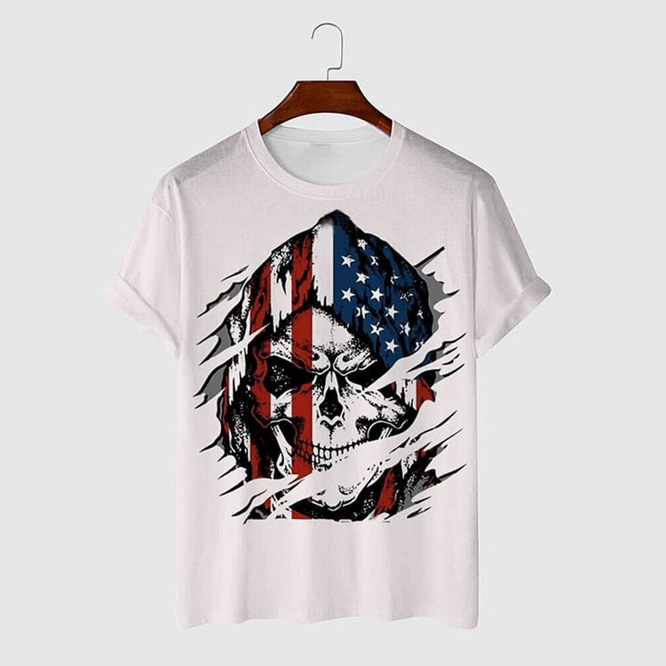 BrosWear Personalized Flag Pattern Casual Short Sleeve T-Shirt