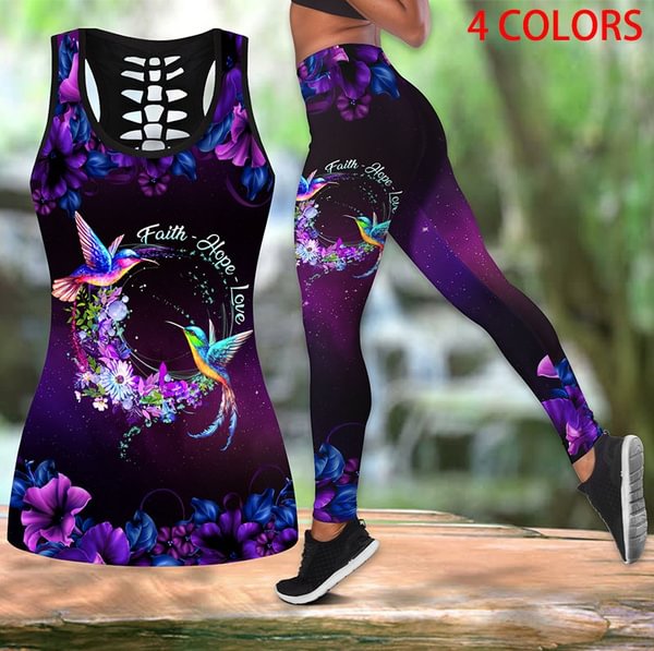 Women Fashion Butterfly Bird 3D Print Two Pieces Set Sleeveless Shirt And Legging Summer Combo Tank Top & Legging Outfit Plus Size S-5Xl