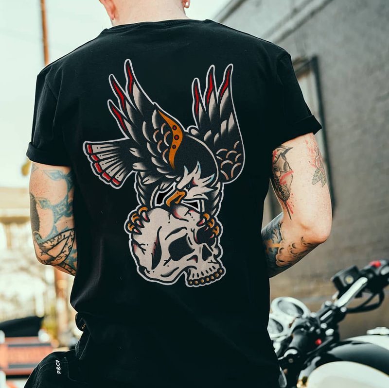 Eagle skull print fashion t-shirt designer - Krazyskull