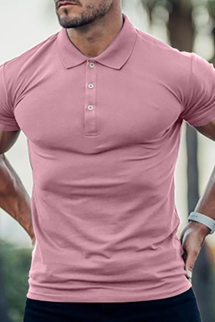 Tiboyz Men's Solid Color Slim Fit Short Sleeve Polo Shirt