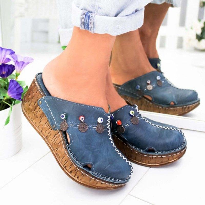 Women Casual Stylish Close Toe Wedge Sandals - vzzhome