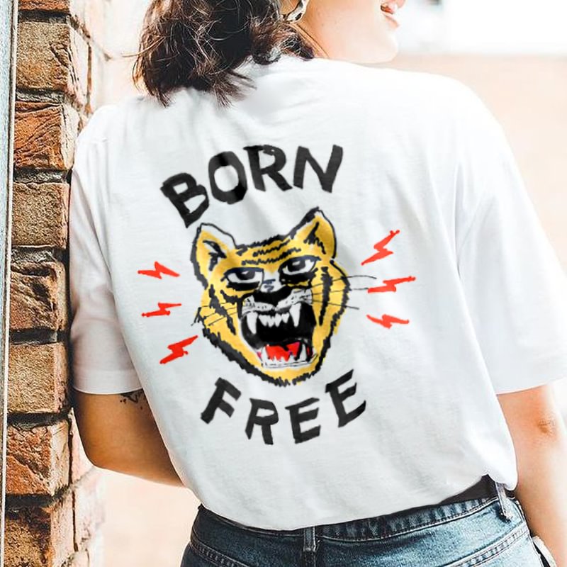 BORN FREE print t-shirt designer - Krazyskull