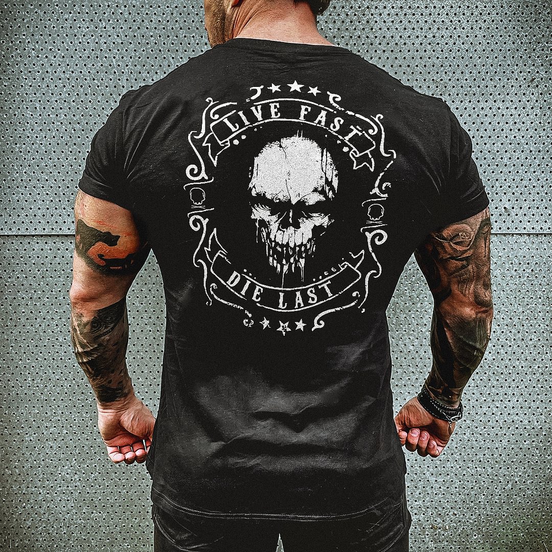 Livereid Live Fast Die Last Skull Printed T-shirt - Livereid