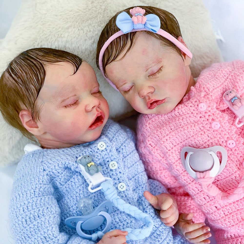 [Sweet Twins] 12'' Eyes Closed Reborn Boy and Girl Zaseta and Aminna Truly Baby Dolls, Best Birthday Gift