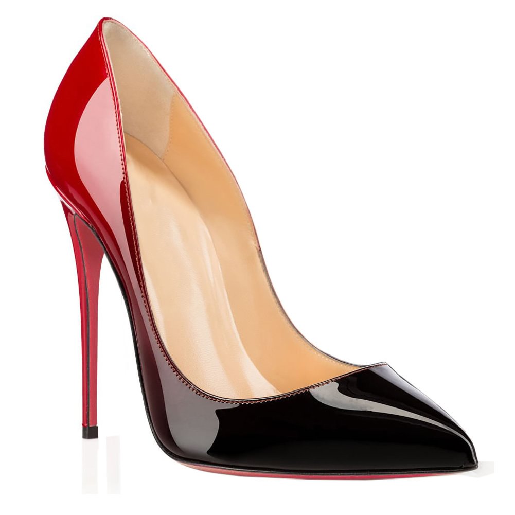 120mm Gradient High Heels Fashion Red Soles Pumps Patent-vocosishoes