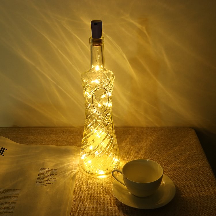 LED Wine Bottle Lamp Cork Shaped String Lights for Christmas (Yellow)