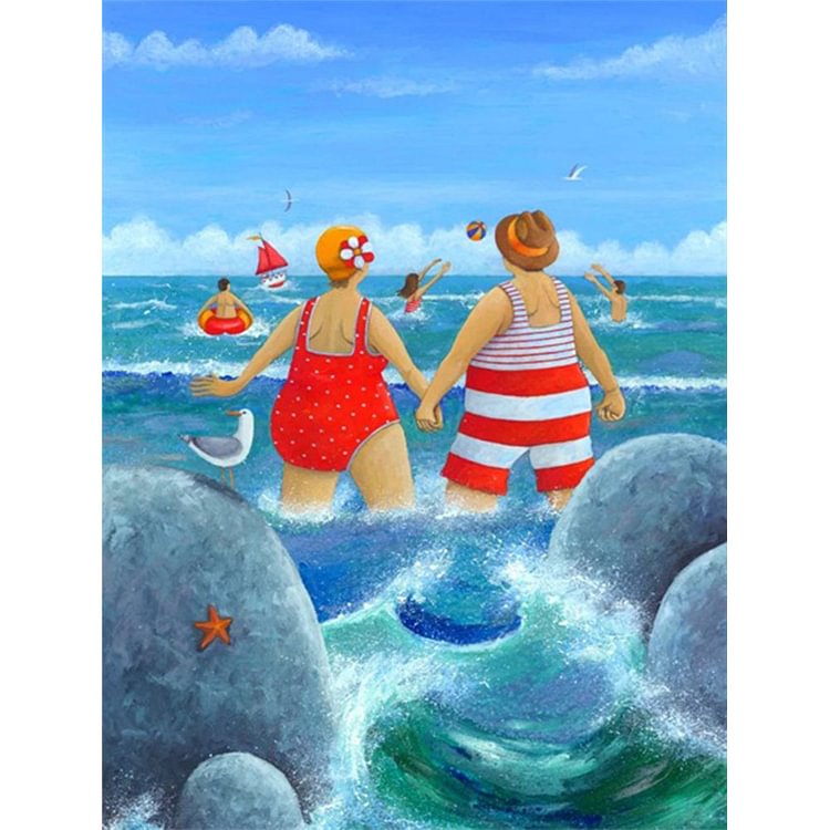 Leisure Time By The Sea 30*40CM(Canvas) Full Round Drill Diamond Painting gbfke