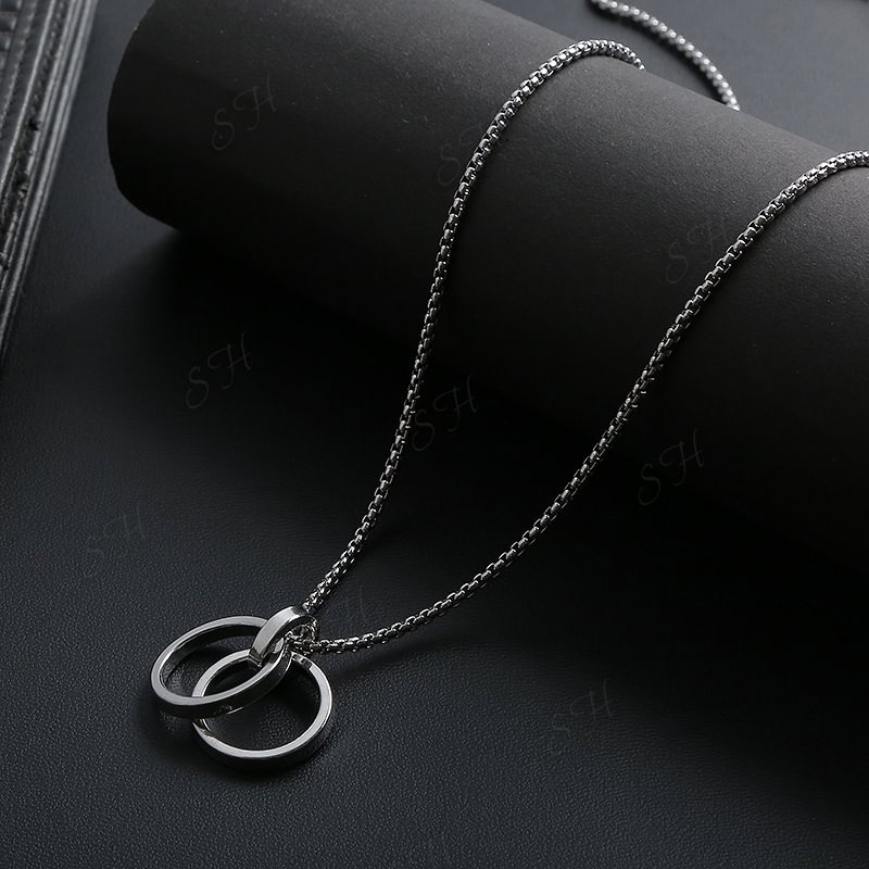 European and American Explosive Hip Hop Personality Three Circle Couple Ring Necklace