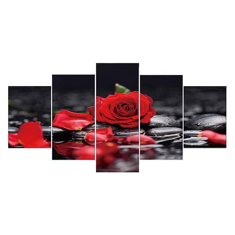 Rose 5 pictures - Full Round Drill Diamond Painting - 95x45cm(Canvas)