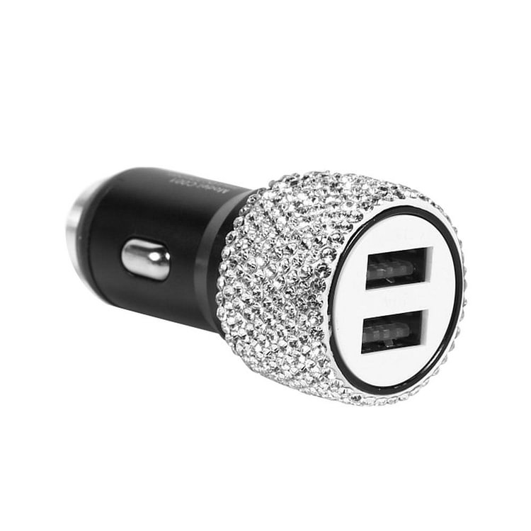 2 in 1 Dual USB Port Fast Charging Car Charger Safety Hammer Diamond Style