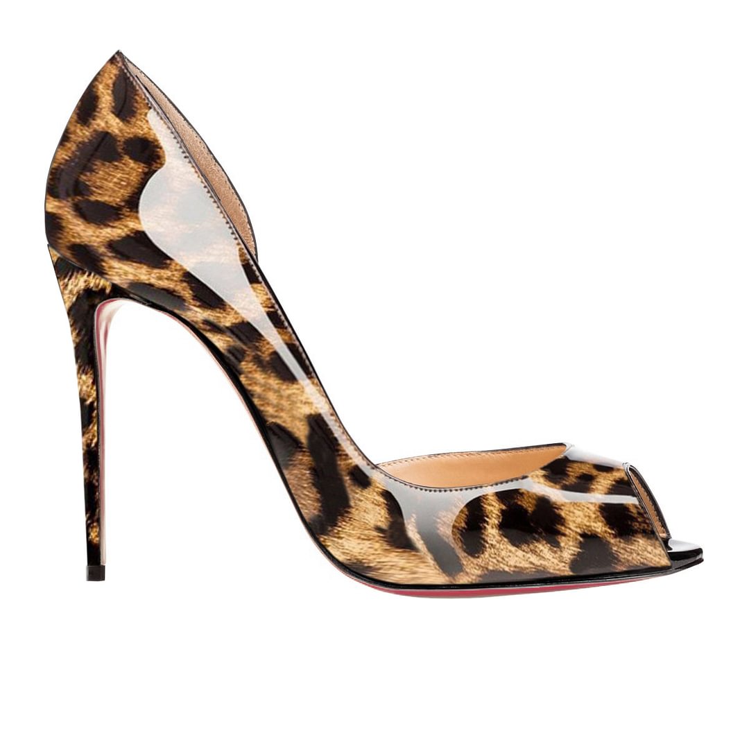 120mm Women's Party Wedding  Peep Toe heels  Leopard-vocosishoes
