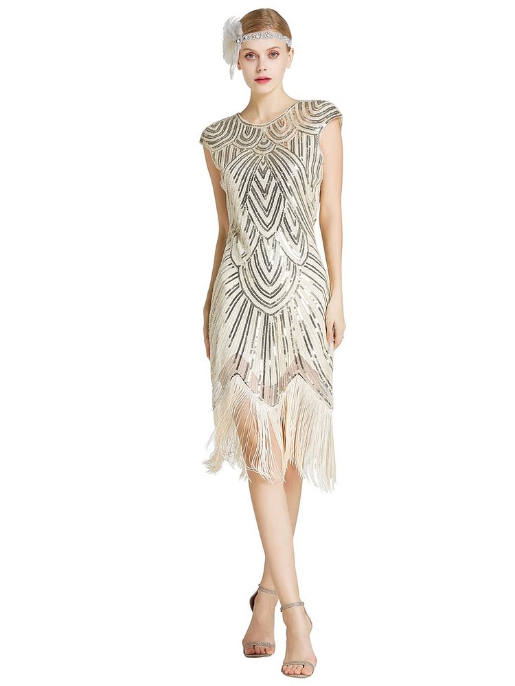 Mayoulove 1920s Sequin Fringed Latin Dance Dress-Mayoulove
