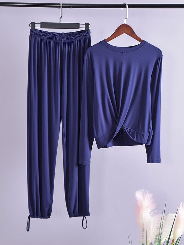 Comfortable Solid Long Sleeve T-Shirt&Pants Pajama Set