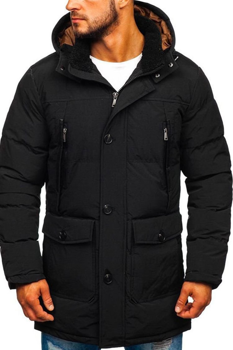 Tiboyz Casual Solid Color Zipper Quilted Jacket