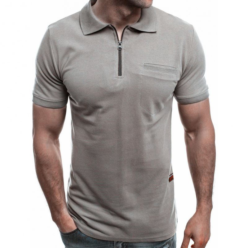 Solid Color Summer Men's Zipper Casual Short Sleeve Polo Shirts-VESSFUL