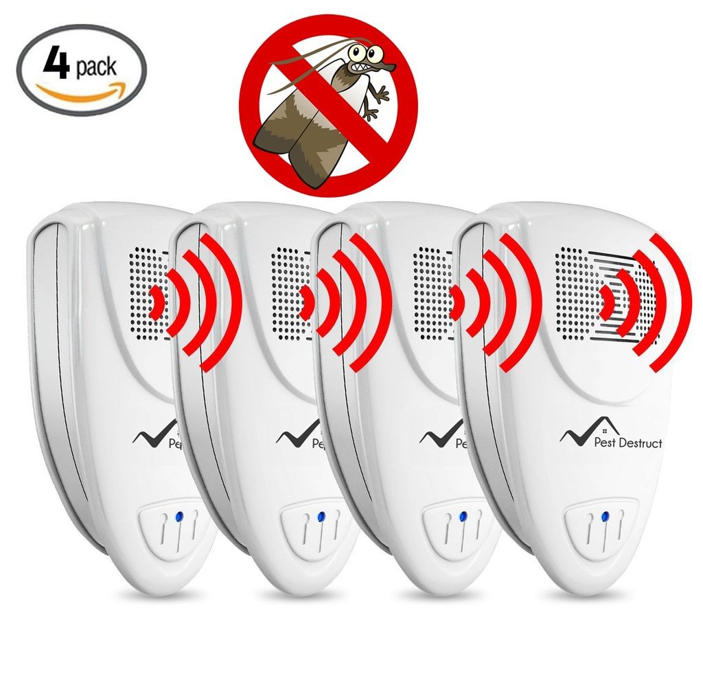 Ultrasonic Moth Repeller - PACK of 4 - Get Rid Of Pantry Moths In 48 Hours Or It's FREE - vzzhome