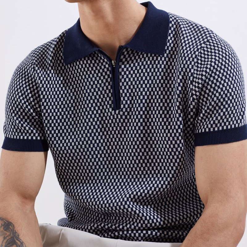 Small plaid texture polo shirt / [viawink] /
