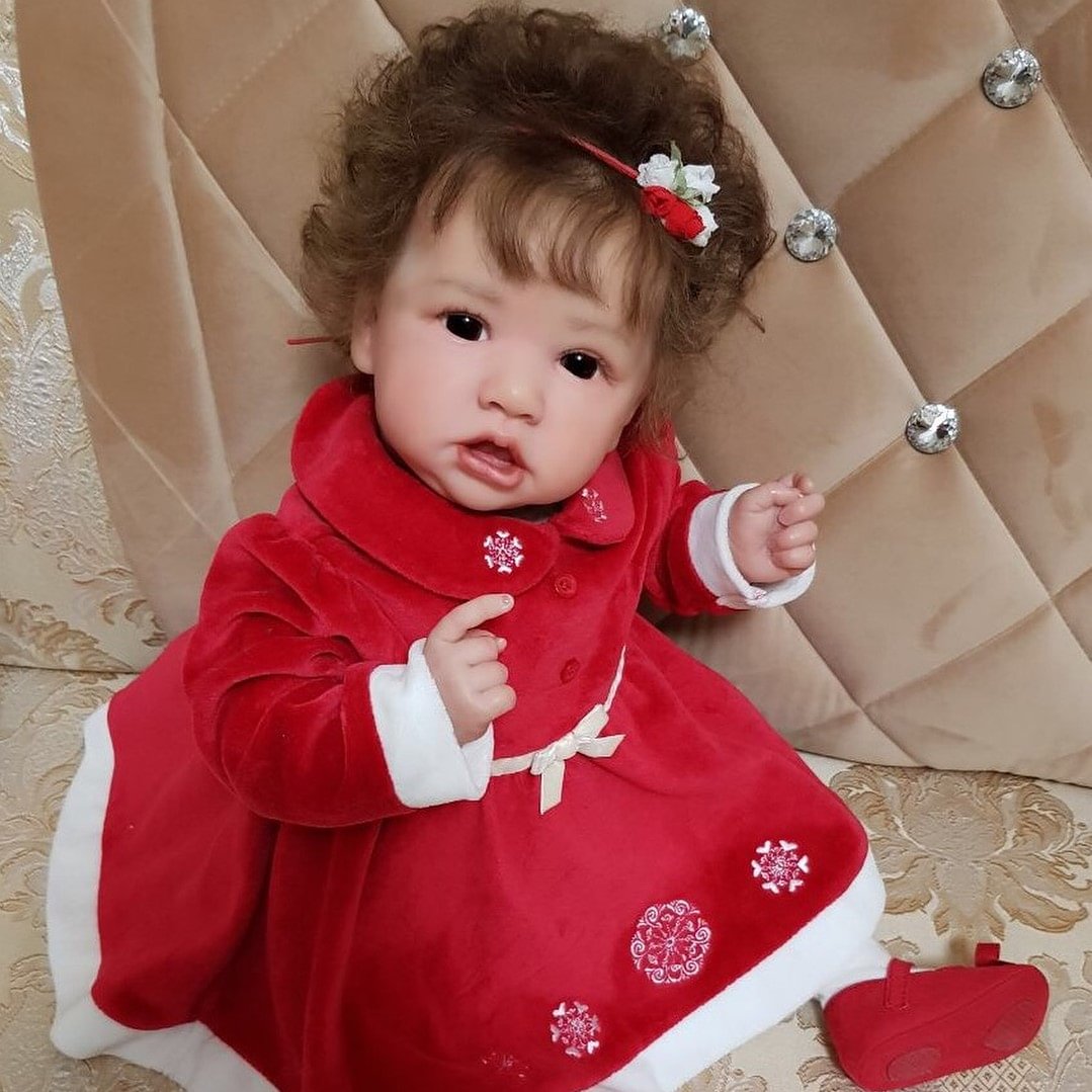 [Christmas Specials]20" Lifelike and Cute Open Eyes Silicone Vinyl Reborn Baby Girl Doll Set,With Heartbeat💖 & Sound🔊