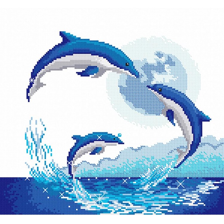 Dolphin Lovers - 11CT Stamped Cross Stitch - 47*41cm