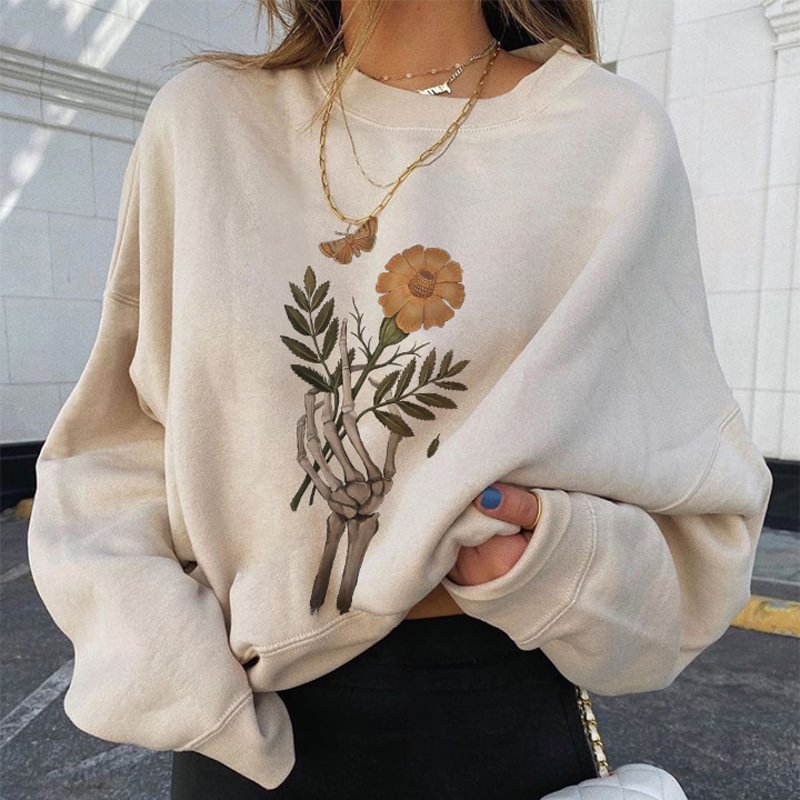   Designer women's floral insect Skeleton print sweatshirt - Neojana