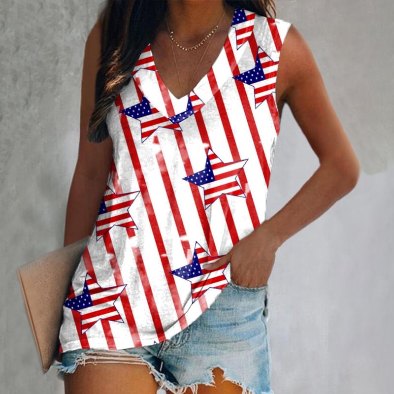 Classic American stars patterns sleeveless vest