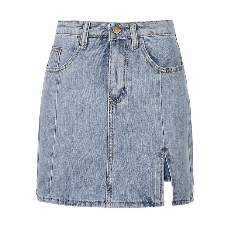 Front Slit Liner Denim Mini Skirt - CODLINS - codlins.com